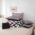 thumbnail image 6 of Manfei Checkered Art 7 Pieces Full Size Bedding Sets,Geometric Plaid Full Size Bed in a Bag,Black White Pink,Black Reversible, 6 of 7