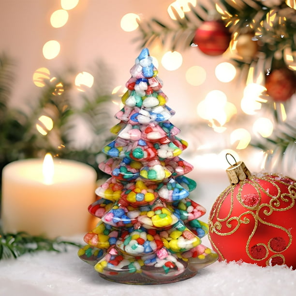 Árbol de Navidad de resina, miniadornos de mesa para el hogar, pequeño árbol de Navidad artificial para oficina y dormitorio, diseño plegable y portátil, marco de metal, para dormitorio,