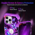 thumbnail image 2 of Casetego for iPhone 16 Pro Case,Glow in The Dark Three Layer Heavy Duty Shockproof Full Body Protection Hard Plastic Bumper+Soft Silicone Protective Case,Purple Butterfly, 2 of 8