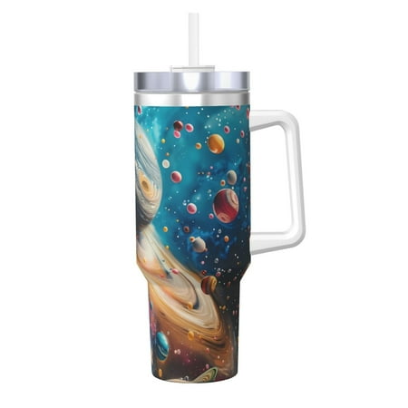 

Uemuo Colorful Planet Universe Print 40oz Ice Bully With Handle And Straw Stainless Steel Vacuum Insulated Cup And 2 In 1 Straw Lid Insulated Travel Tumbler