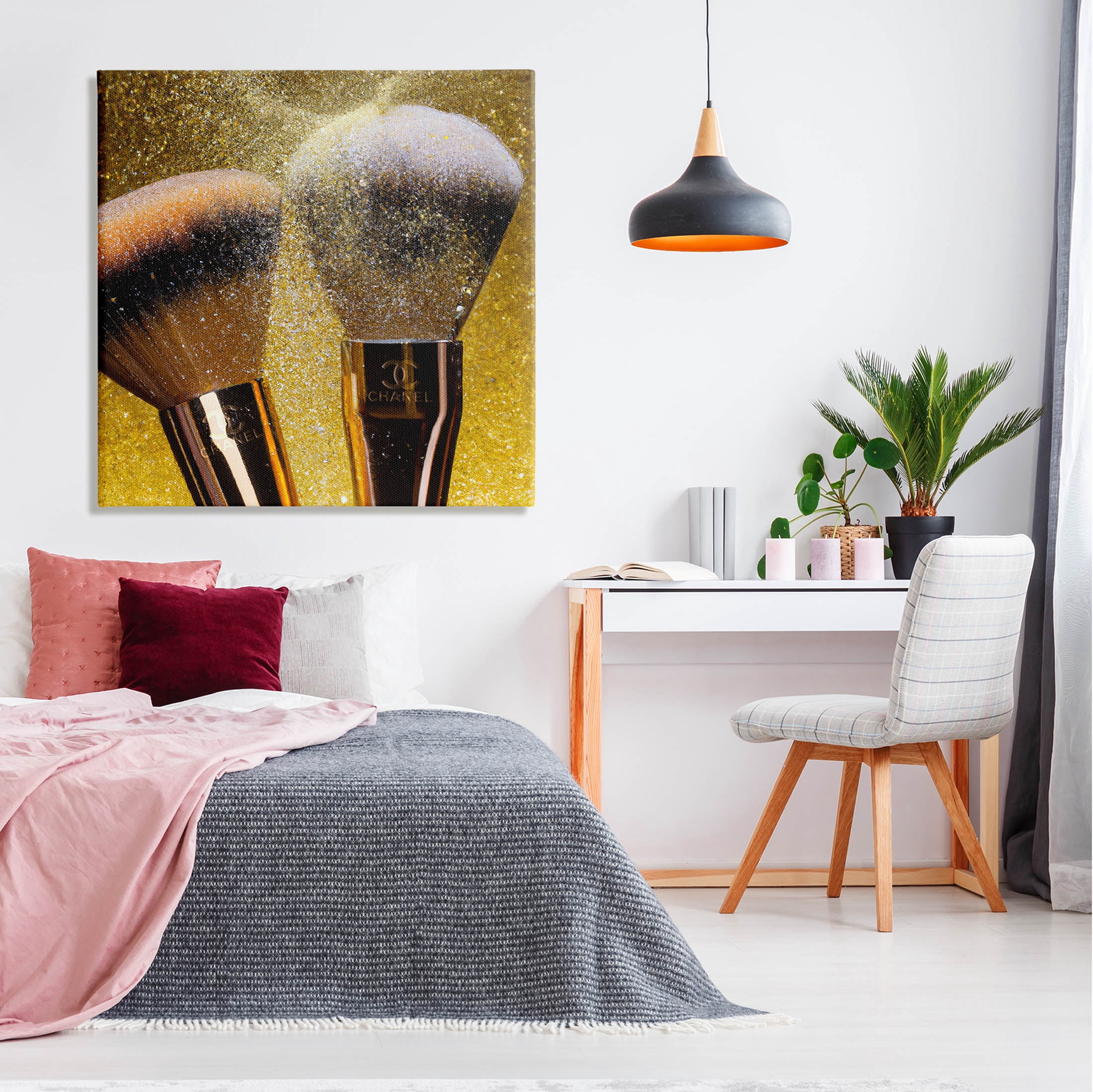 Stupell Industries Makeup Brush Glam Glimmer Graphic Art Gallery Wrapped Canvas Print Wall Art, Design by Ziwei Li