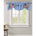 thumbnail image 2 of Tie Up Valance Curtain for Kitchen, Independence Day Love Heart Daisy Rod Pocket Short Curtains Adjustable Tie-Up Shade Valances, Blue Stripes and Stars Window Treatment for Bathroom Living Room Bedroom, 2 of 7