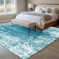 thumbnail image 4 of Sea Stars Large Area Rugs 6x9 ft Summer Beach Sea Star Coral Teal Texture Washable Rug Non Slip Indoor Carpet Absorbent Floor Mat for Living Room Bedroom Dining Room, 4 of 9