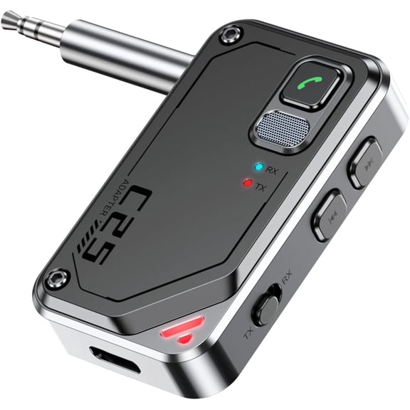 Airplane Bluetooth Adapter for AirPods Headphones, Bluetooth Transmitter for TV/PC/Gym, 3.5mm Audio Receiver for Home Stereo/Old Speaker/Car Handsfree Call, Wireless Transmitter Receiver 2 in 1