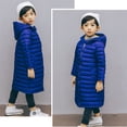 thumbnail image 2 of SYNPOS 3-11T Child Girl Boy Puffer Hooded Jacket Long Lightweight Uniform Coat, 2 of 3