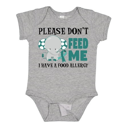 

Inktastic Please Dont Feed Me I Have a Food Allergy with Elephant and Ribbon Boys or Girls Baby Bodysuit