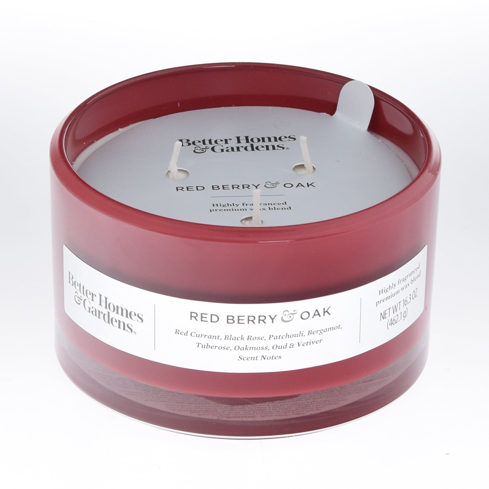 Better Homes & Gardens 16oz Red Berry & Oak Scented 3-wick Dish Candle