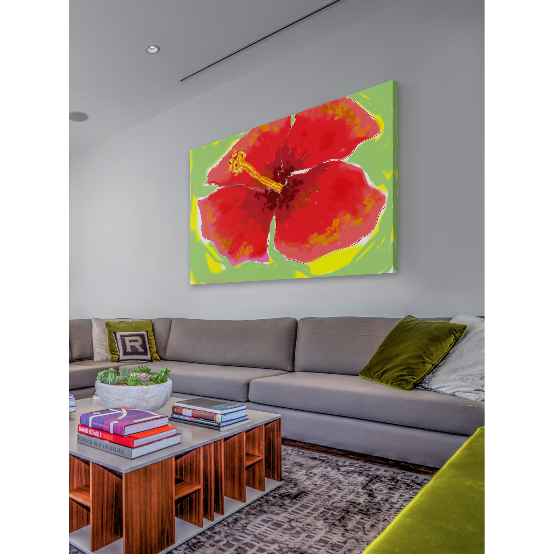 Marmont Hill "Red Hibiscus" by Arthur Pina Painting Print on Wrapped Canvas