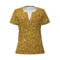 thumbnail image 3 of Naloa Gold Glitter Print T-Shirts Short Sleeve V Neck Tees for Women Fashion Tops Trendy Lightweight Soft Casual Summer Outfits Clothes, 3 of 5