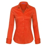 KOGMO Womens Basic Long Sleeve Button Down Shirts Office Work Blouse (S-3X)