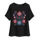 thumbnail image 1 of Camiseta de Mujer Camiseta de Manga Corta Impresión Casual Raglan Suelto de Lino Top Blusas, Cuello de la Tripulación, 1 of 4