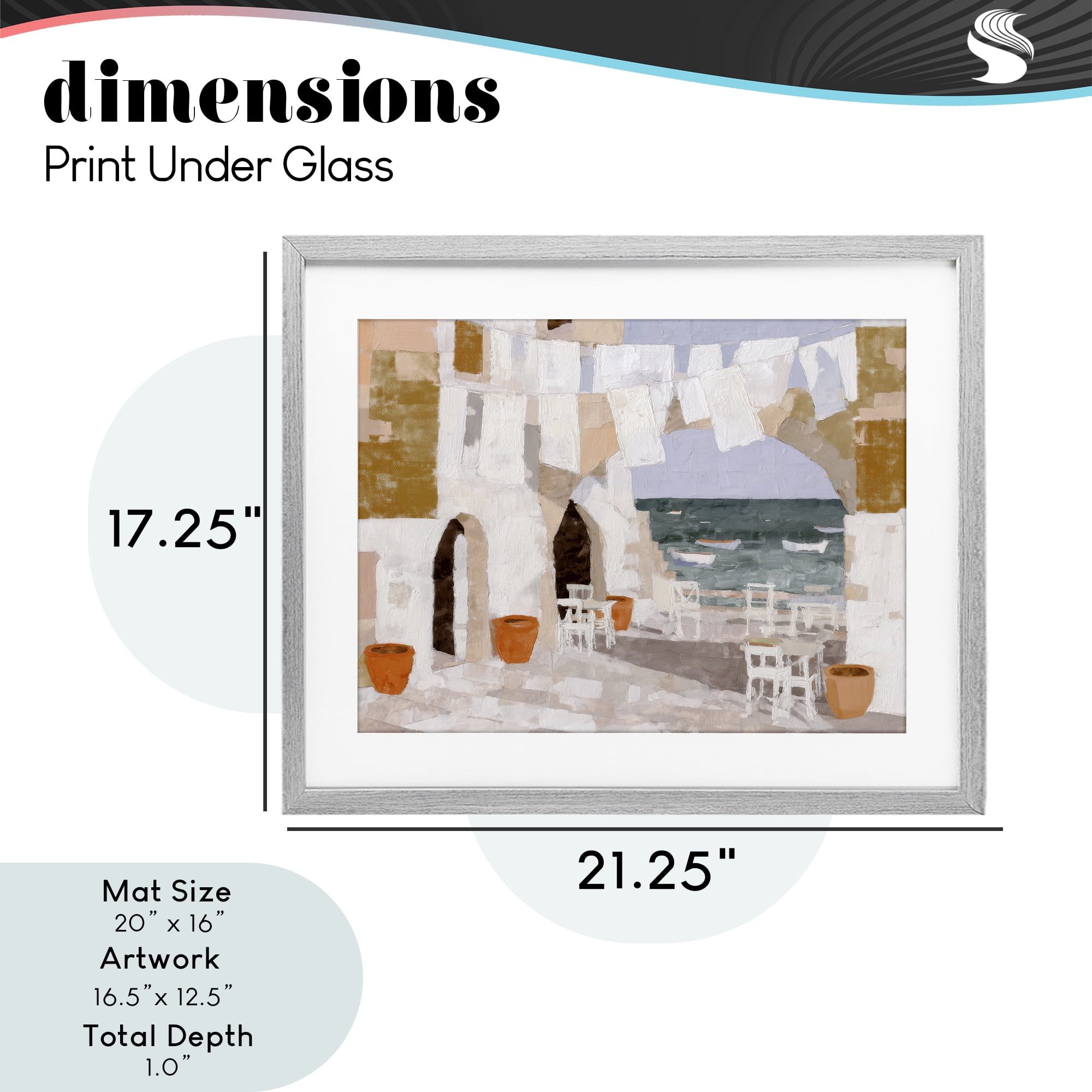 Stupell Industries Coastal Village Plaza Laundry Gray Framed Print Under Glass, design by Chromatic Storm Studio