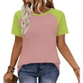 thumbnail image 6 of UQJfacai Womens Summer Tops Color Block Short Sleeve Raglan Shirts Crewneck Tunic Basic Tees Spring Fashion Clothes L, 6 of 9