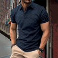 thumbnail image 2 of Mens' Sport Shirt Plus Size Plus Size Turn Down Collar Printed Lightweight Tops Polos Shirts for Men Summer Casual Pullover Blouses T-Shirts Navy 3XL, 2 of 6