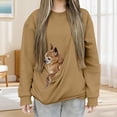 thumbnail image 1 of Chandails d'Automne Grande Taille pour Femmes Mode Décontractée Couleur Unie Poche Col Rond Manches Longues Chandail en Molleton Amusant, 1 of 7