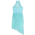 thumbnail image 6 of iiniim Lyrical Dance Dress for Girls Floral Rhinestone Ballet Tutu Skirt Leotard Figure Ice Skating Dancewear Light Blue 16, 6 of 7