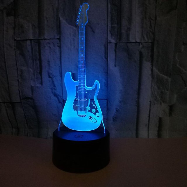 Lámpara LED de guitarra eléctrica 3D, lámpara Art Deco, luces LED de decoración, control táctil remoto, 7/16 colores, alimentación USB, regalo para niños, decoración de cumpleaños y Navidad
