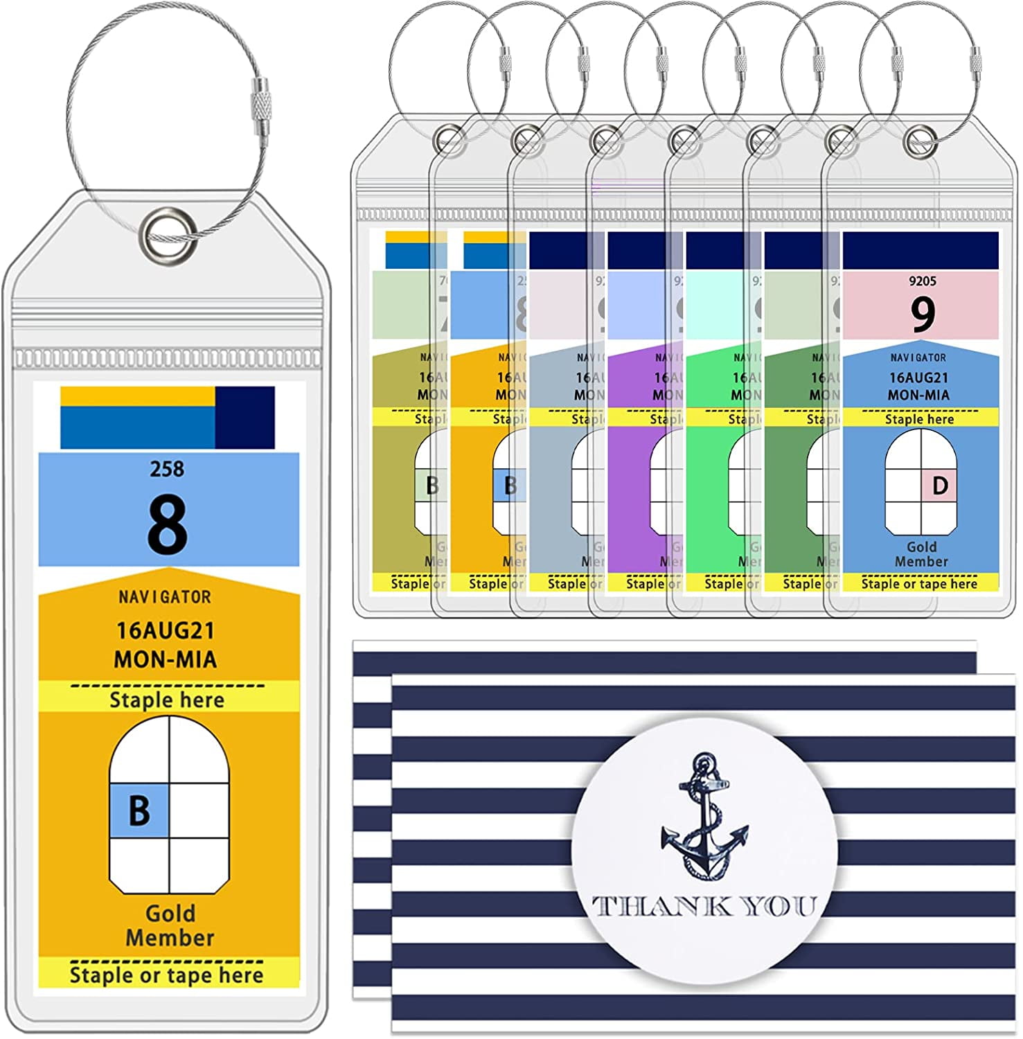 Cruise Luggage Tag Holders for Royal Caribbean & Celebrity Cruises 8 packs, Cruise Essentials by Cruise Ship Crew Members