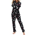 thumbnail image 2 of hirigin Women Flannel Jumpsuit Pajama, Soft Warm Long Sleeve Hooded Zipper Closure Lounge Sleepwear, 2 of 9