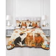 thumbnail image 2 of Quilts Queen Size Bedding Set, Boho Fall Cat Reversible Summer Quilt 3 Pieces, Thanksgiving Autumn Harvest Pumpkin Maple Leaf Lightweight Bedspreads Coverlets with 2 Pillow Shams for All Seasons, 2 of 5