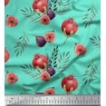 thumbnail image 1 of Soimoi Silk Fabric Leaves,Fig & Pomegranate Fruits Print Fabric by the Yard 42 Inch Wide, 1 of 3
