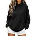 thumbnail image 2 of Yotami Women's Mock Neck Sweatshirt with Front Pocket, Solid Color Loose Fit Long Sleeve Pullover Top, Fall Winter Soft Casual Sweatshirt Clothes Sizes S-XXL, 2 of 5