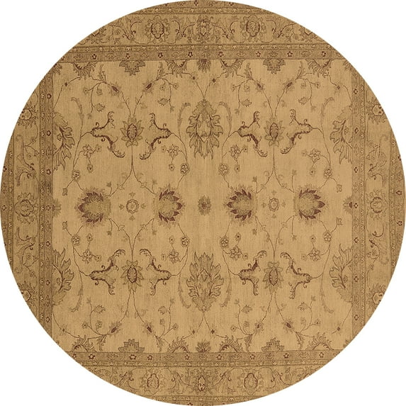Ahgly Company Indoor Round Oriental Brown Traditional Area Rugs, 6' Round