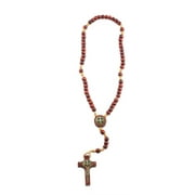St Benedict Mini Wood Rosary for Prayer, Rosarios Catolicos, Made in Brazil - 10 Inch
