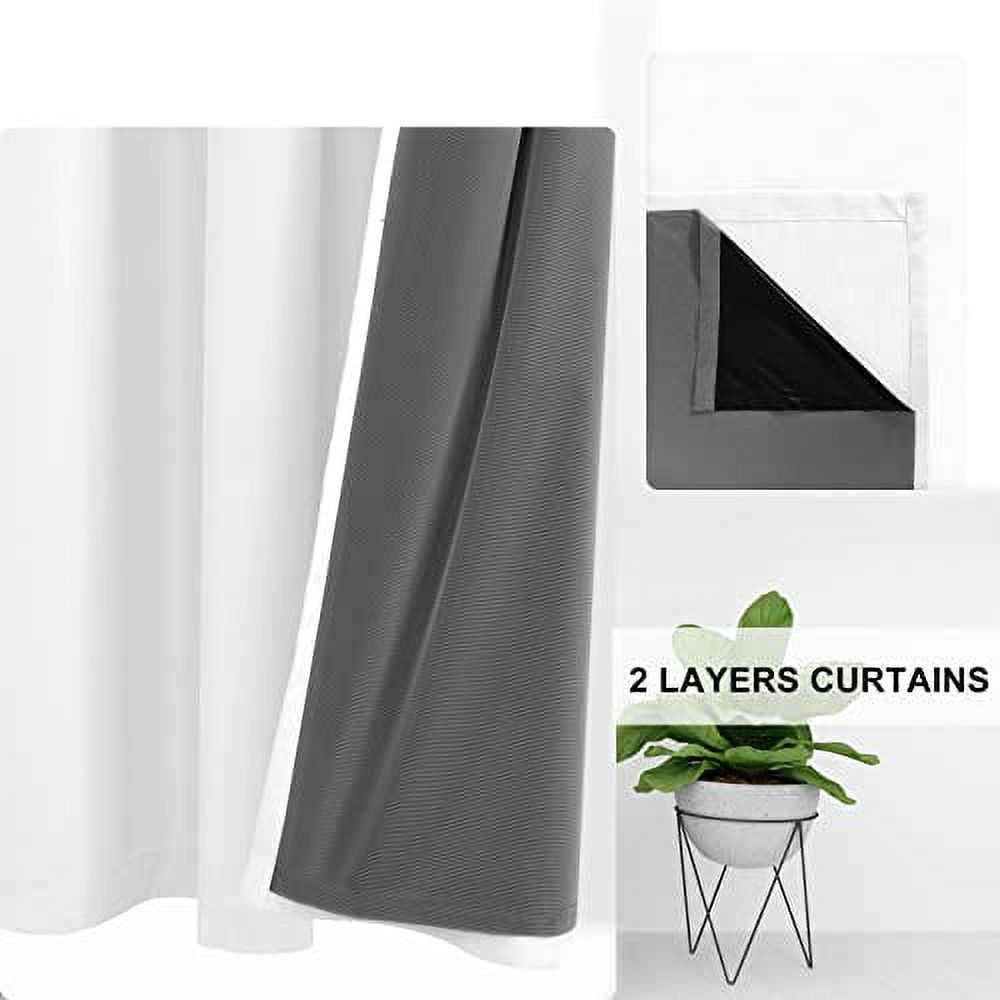 DWCN 100% Short Blackout Curtains 2 Panels Room Darkening Noise Reducing 2 Thick Layers Window Treatment Sound Proof Draperies for Living Room and Bedroom (White,42"W x 45"L)