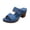 Blue, variant on Womens Heeled Sandals Boho Hollowout Open Toe Slides Slip on Backless Heels Comfy Arch Support Orthopedic Shoes White Size 7