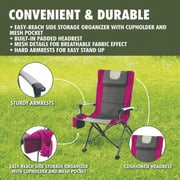 Ozark Trail High-Back Folding Camping Chair with Headrest, Cup Holder, Pink, Adult