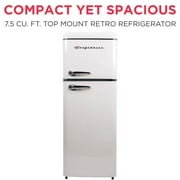 Frigidaire 7.5 Cu. ft. Retro Refrigerator, Apartment Size Top Mount Fridge with Chrome Handles, Cream EFR756