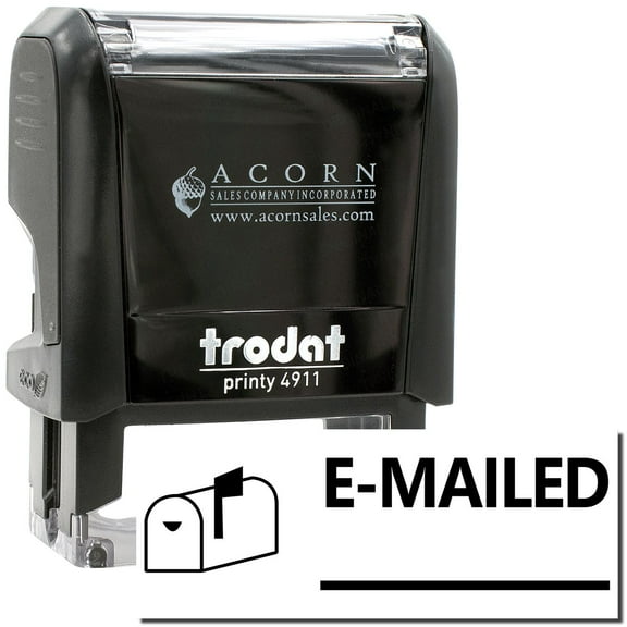 Self-Inking Emailed with Mailbox Stamp, Trodat Printy 4911, Press and Print Stamping, Impression Size 5/8" x 1-1/2", Up to 10,000 Impressions - Black Ink