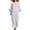 White, variant on Two Piece Outfit Sets for Women Round Neck Button UP Blouse & Matching Flowy Trousers