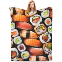 Sushi Roll Blanket Real Japanese Food Kawaii Colorful Throw Blankets Gifts for Kids Adults Lightweight Soft Fleece Cozy for Sofa Couch Bed Chair Room Birthday Decor 40x50in