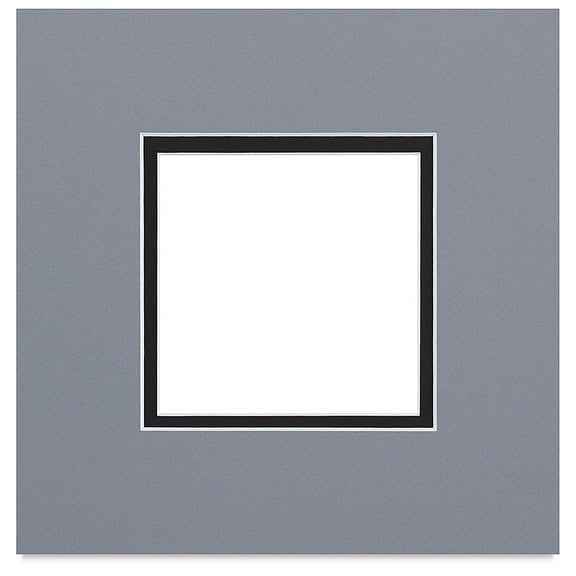 Blick Double Mat - Bar Harbor Gray / Smooth Black, 8" x 8" (3-1/2" x 3-1/2" opening)