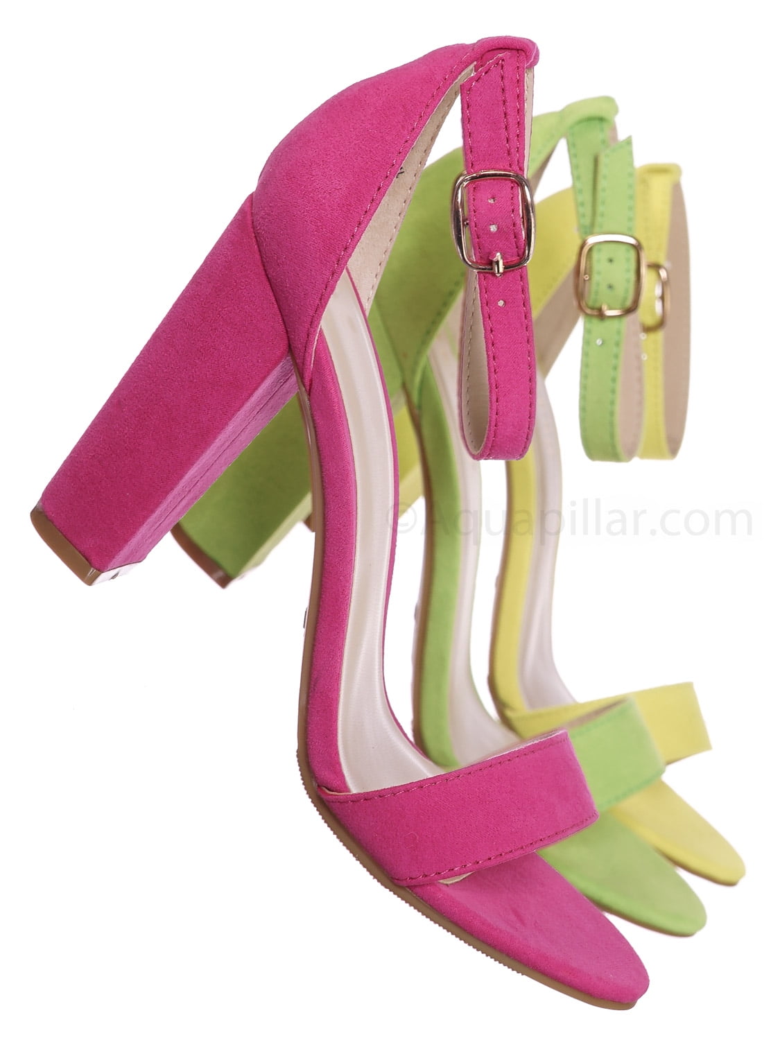 bright pink block heel shoes
