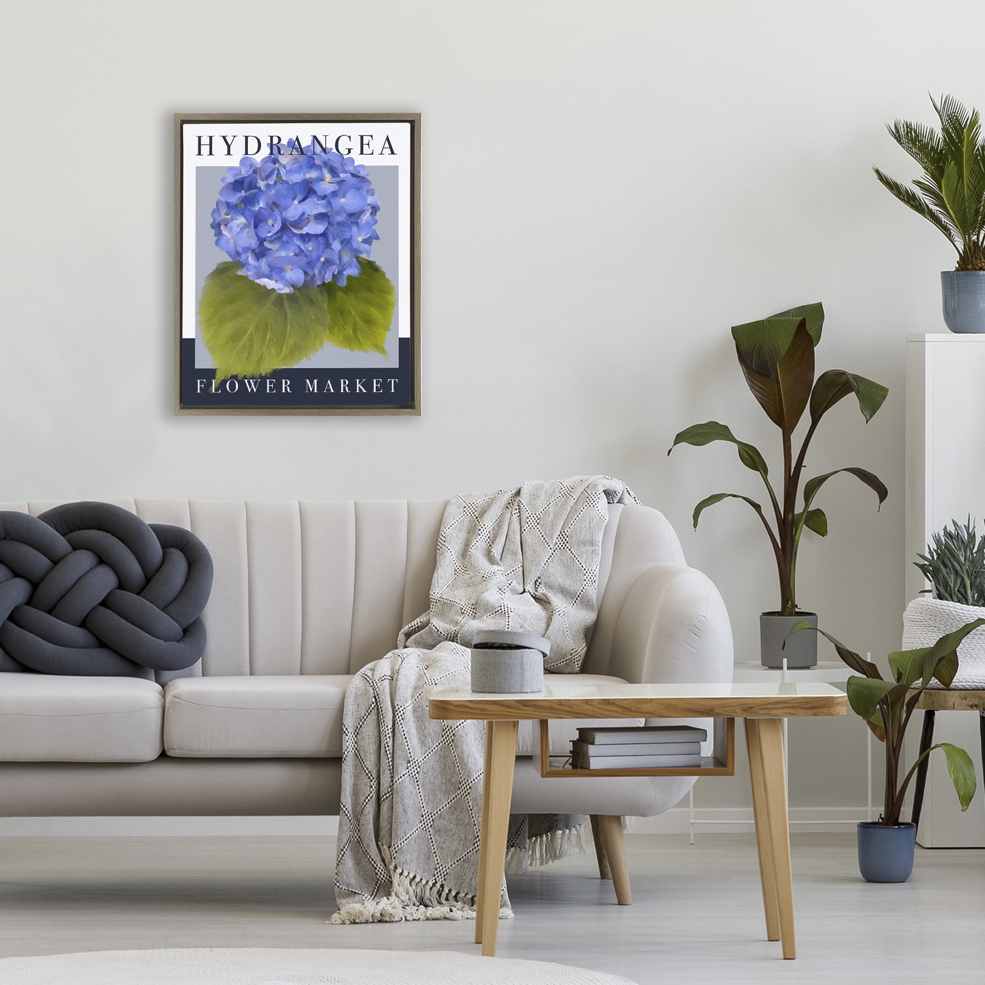 Stupell Industries Hydrangea Flower Market Brown Framed Floater Canvas Wall Art, design by Jennifer Stith