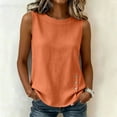 thumbnail image 6 of Ihhxva Women's Cotton Sleeveless Tops Crew Neck Tank Top Side Slit Button Detail Solid Color with Pockets Stretchable Summer Exterior Pocket Fit Closure Casual Work Party Tunic S-2XL, 6 of 9