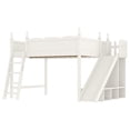 thumbnail image 6 of Harper & Bright Designs Queen Size Loft Bed with Wardrobe and Storage Shelves, Solid Wood Loft Bed Frame with Detachable Slide and Ladders, Beige, 6 of 12