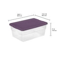 thumbnail image 5 of Sterilite Stackable 16 Qt Storage Tote, Clear, Purple Lid, (24 Pack), 5 of 5