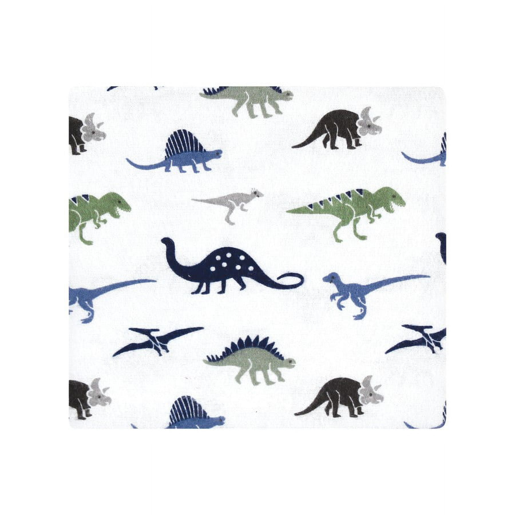 Hudson Baby Infant Boy Cotton Flannel Receiving Blankets Bundle, Blue Green Dino, One Size