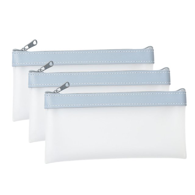 Estuche transparente FloreceBien, estuche para lápices para niños con cremallera, estuche portátil para adolescentes, estuche para lápices para útiles escolares y de papelería, azul neblina