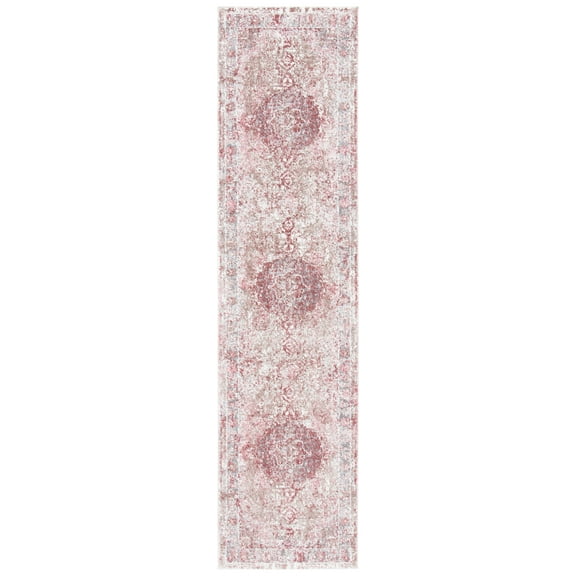 SAFAVIEH Lilypond Canes Oriental Runner Rug, Ivory/Rose, 2' x 12'