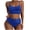 Blue, variant on ZZwxWA Women 2 Piece Bikini Set High Waisted Color Block Swimsuit 2025 Summer Beach Scrunch Ribbed Bathing Suit