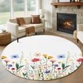 thumbnail image 3 of Watercolor Wildflower Round Area&nbsp;Rug 7ft Spring Blue Red Flower Leaf Plant Non-Slip&nbsp;Washable Circle Rugs Soft Felt Indoor Floor Mat for Bedroom Kitchen Living Room Bathroom, 3 of 9