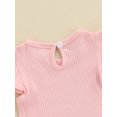 thumbnail image 6 of Gureui Toddler Infant Baby Boys Girls Shorts Set Solid Color Rib Knit Round Neck Flying Sleeve Tops + High Stretch Shorts 2Pcs Clothes Set, 6 of 9