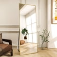 thumbnail image 2 of SEETHRUGLIMMER 64"x 21.25" Rectangle Full Length Mirror Metal Frame Floor Mirror with Stand, Gold, 2 of 7