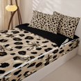 thumbnail image 3 of Manfei Cartoon Cute Bow Zipper Twin Comforter Sets with Fitted Sheet and 2 Pillowcases,Brown Leopard Print Zipper Bedding Set,Black Reversible,4 Pieces, 3 of 7