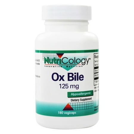 Nutricology - Ox Bile - 180 Vegetarian Capsules (Best Ox Bile Supplement)